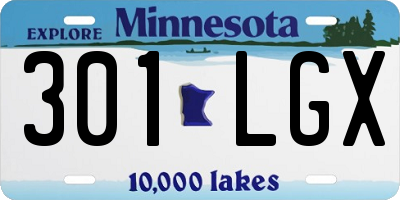 MN license plate 301LGX