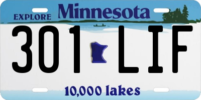 MN license plate 301LIF