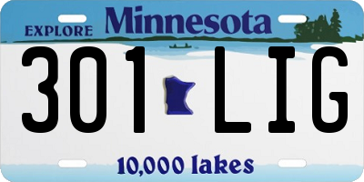 MN license plate 301LIG