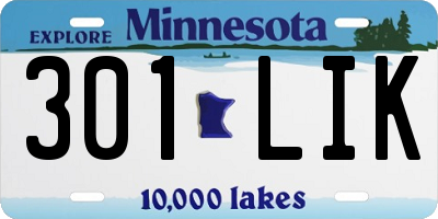 MN license plate 301LIK