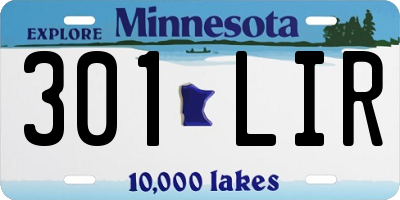 MN license plate 301LIR