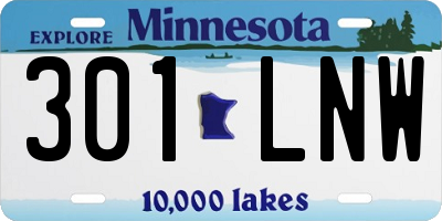 MN license plate 301LNW