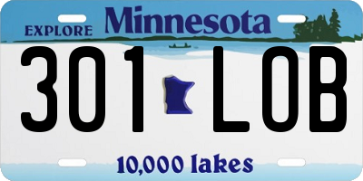 MN license plate 301LOB