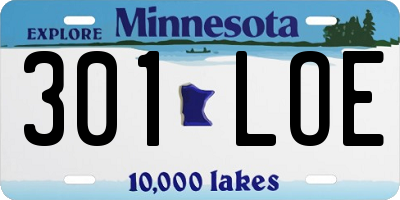 MN license plate 301LOE