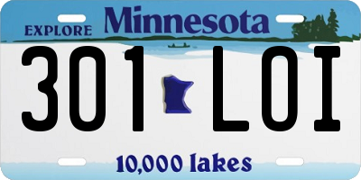 MN license plate 301LOI
