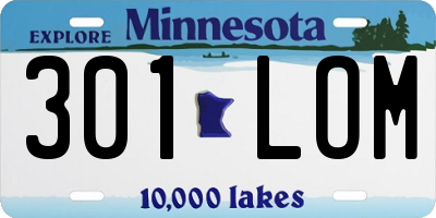 MN license plate 301LOM