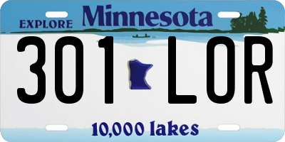 MN license plate 301LOR