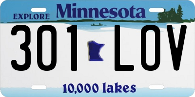 MN license plate 301LOV