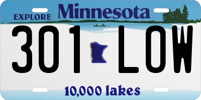 MN license plate 301LOW