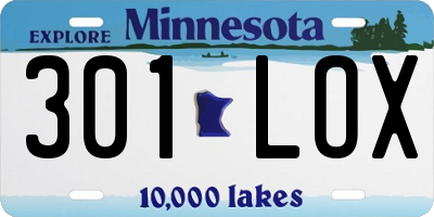 MN license plate 301LOX