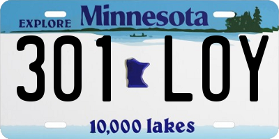 MN license plate 301LOY