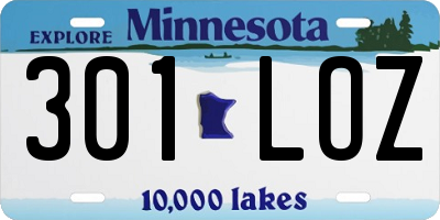 MN license plate 301LOZ
