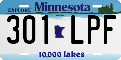 MN license plate 301LPF