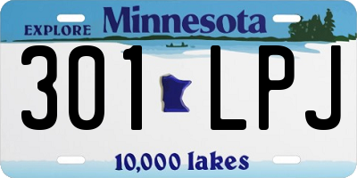 MN license plate 301LPJ