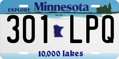MN license plate 301LPQ