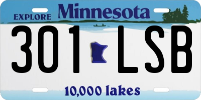 MN license plate 301LSB