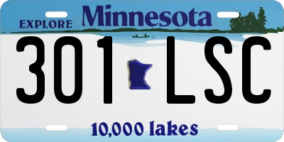 MN license plate 301LSC