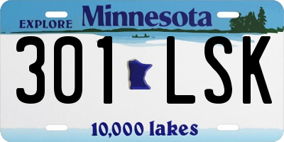 MN license plate 301LSK