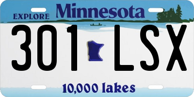 MN license plate 301LSX