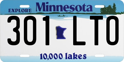 MN license plate 301LTO