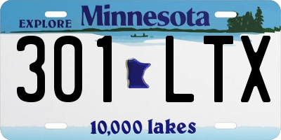 MN license plate 301LTX