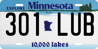MN license plate 301LUB