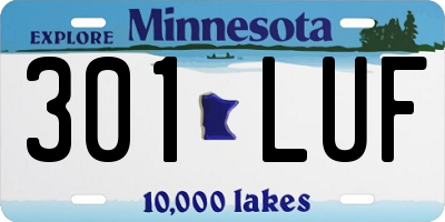 MN license plate 301LUF