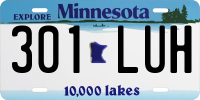 MN license plate 301LUH
