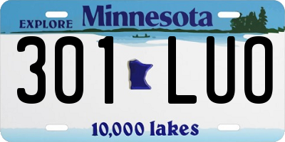 MN license plate 301LUO