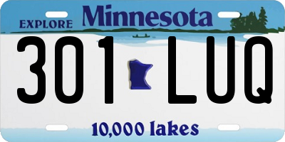 MN license plate 301LUQ