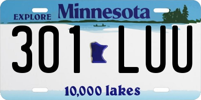 MN license plate 301LUU