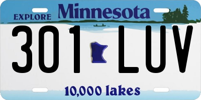 MN license plate 301LUV