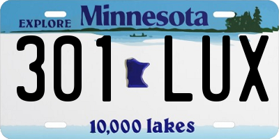 MN license plate 301LUX