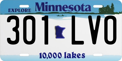 MN license plate 301LVO