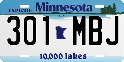 MN license plate 301MBJ