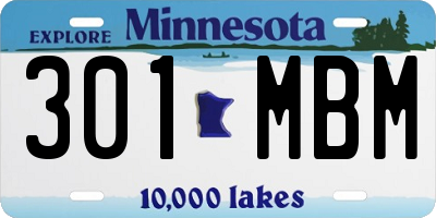 MN license plate 301MBM