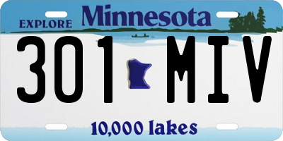 MN license plate 301MIV