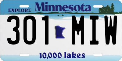 MN license plate 301MIW