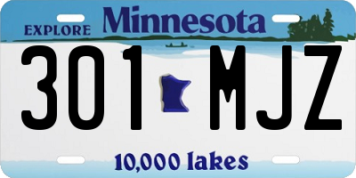 MN license plate 301MJZ