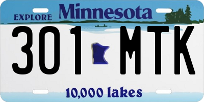 MN license plate 301MTK