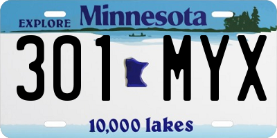 MN license plate 301MYX