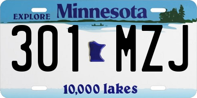 MN license plate 301MZJ