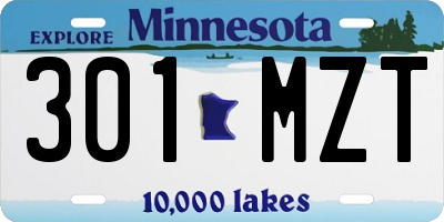 MN license plate 301MZT