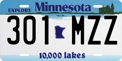 MN license plate 301MZZ