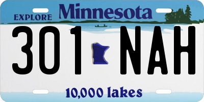 MN license plate 301NAH
