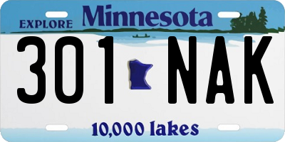 MN license plate 301NAK