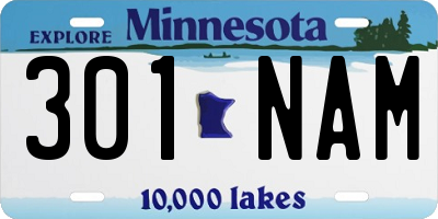 MN license plate 301NAM