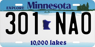 MN license plate 301NAO