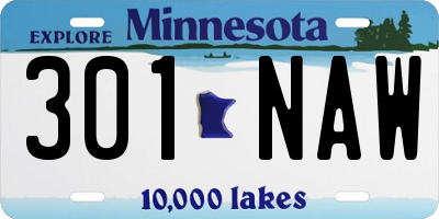 MN license plate 301NAW