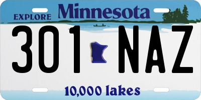 MN license plate 301NAZ